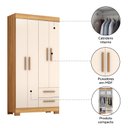 Ver mais imagens de Guarda-Roupa NT6010 com 4 Portas e 2 Gavetas Laranja/Freijó Trend/Off White Tx