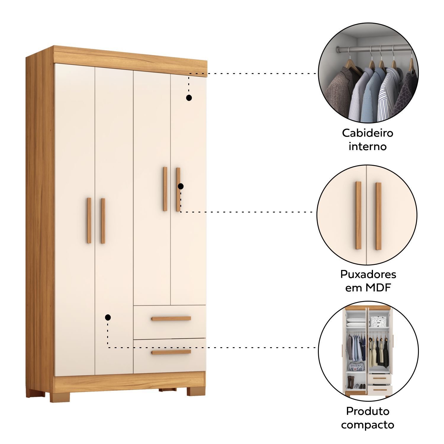 Guarda-roupa Nt6010 com 4 Portas e 2 Gavetas - 8