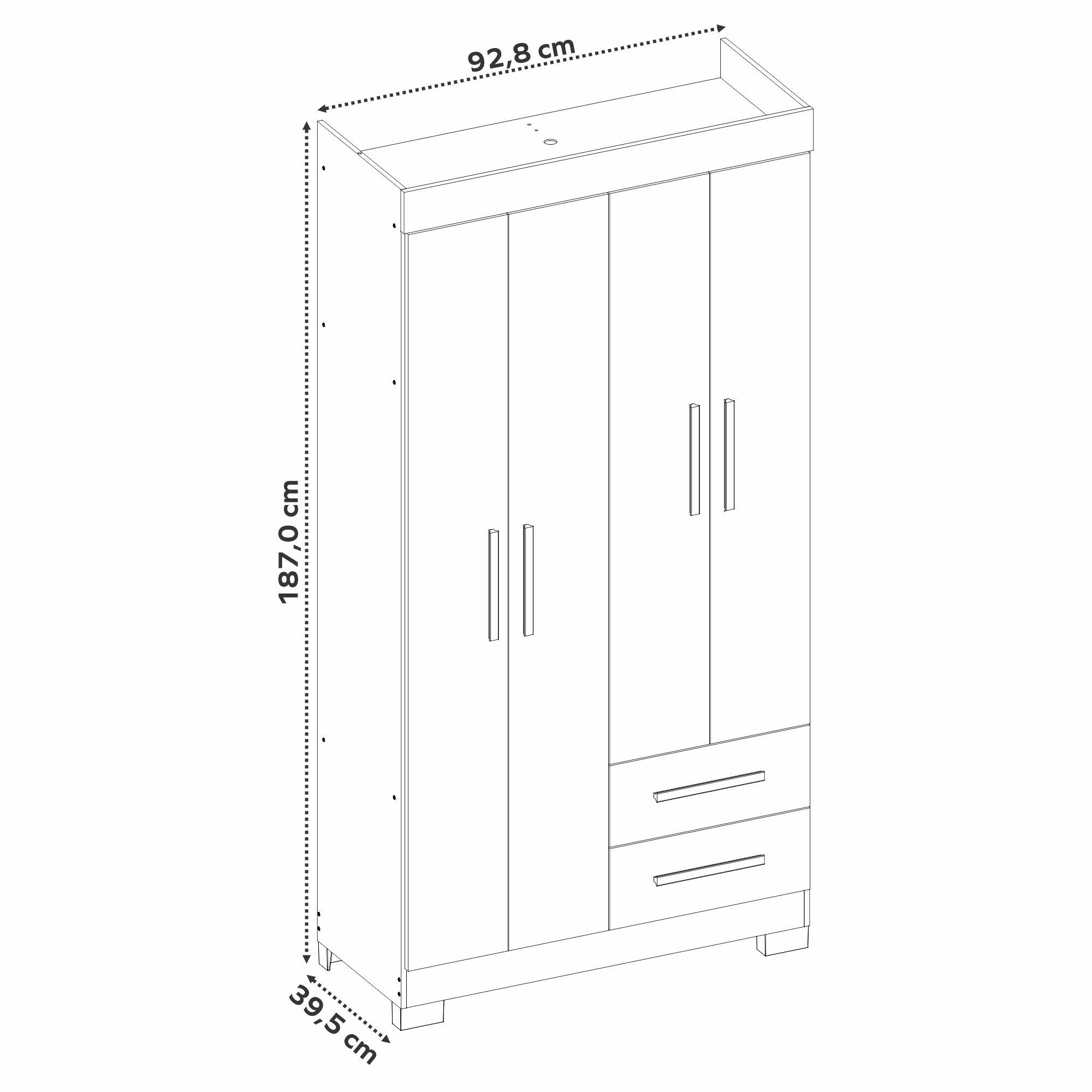 Guarda-roupa Nt6010 com 4 Portas e 2 Gavetas - 7