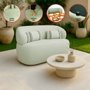Ver imagem 3 de Poltrona Namoradeira 2 Lugares Orgânica Chloe Boucle Verde com Almofada Plumante - Arkell