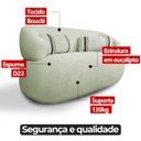 Ver imagem 5 de Poltrona Namoradeira 2 Lugares Orgânica Chloe Boucle Verde com Almofada Plumante - Arkell