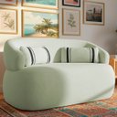 Ver imagem 1 de Poltrona Namoradeira 2 Lugares Orgânica Chloe Boucle Verde com Almofada Plumante - Arkell