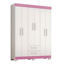 Ver imagem 5 de Guarda-Roupa NT6015 com 6 Portas e 2 Gavetas Branco/New/Rosa