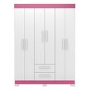 Ver imagem 7 de Guarda-Roupa NT6015 com 6 Portas e 2 Gavetas Branco/New/Rosa