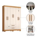Ver mais imagens de Guarda-Roupa NT6015 com 6 Portas e 2 Gavetas Laranja/Freijó Trend/Off White Tx