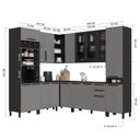 Ver imagem 4 de Cozinha Modulada Completa de Canto 8 Peças 449cm 17 Portas 2 Gavetas com Tampo Mônaco Chumbo/Titânio