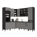 Ver imagem 3 de Cozinha Modulada Completa de Canto 8 Peças 449cm 17 Portas 2 Gavetas com Tampo Mônaco Chumbo/Titânio