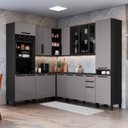 Ver imagem 1 de Cozinha Modulada Completa de Canto 8 Peças 449cm 17 Portas 2 Gavetas com Tampo Mônaco Chumbo/Titânio