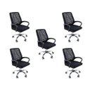 Ver imagem 1 de Kit 5 Cadeiras de Escritório Esteirinha Mesh Ergonômica - Preto