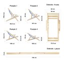 Ver imagem 4 de Conjunto 2 Espreguiçadeiras Preguiçosa Dobrável Envernizada Mel em Madeira Maciça Tecido Branco