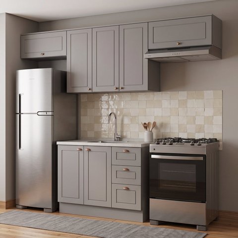Cozinha Compacta 4 Peças 4 Portas 3 Gavetas 280cm