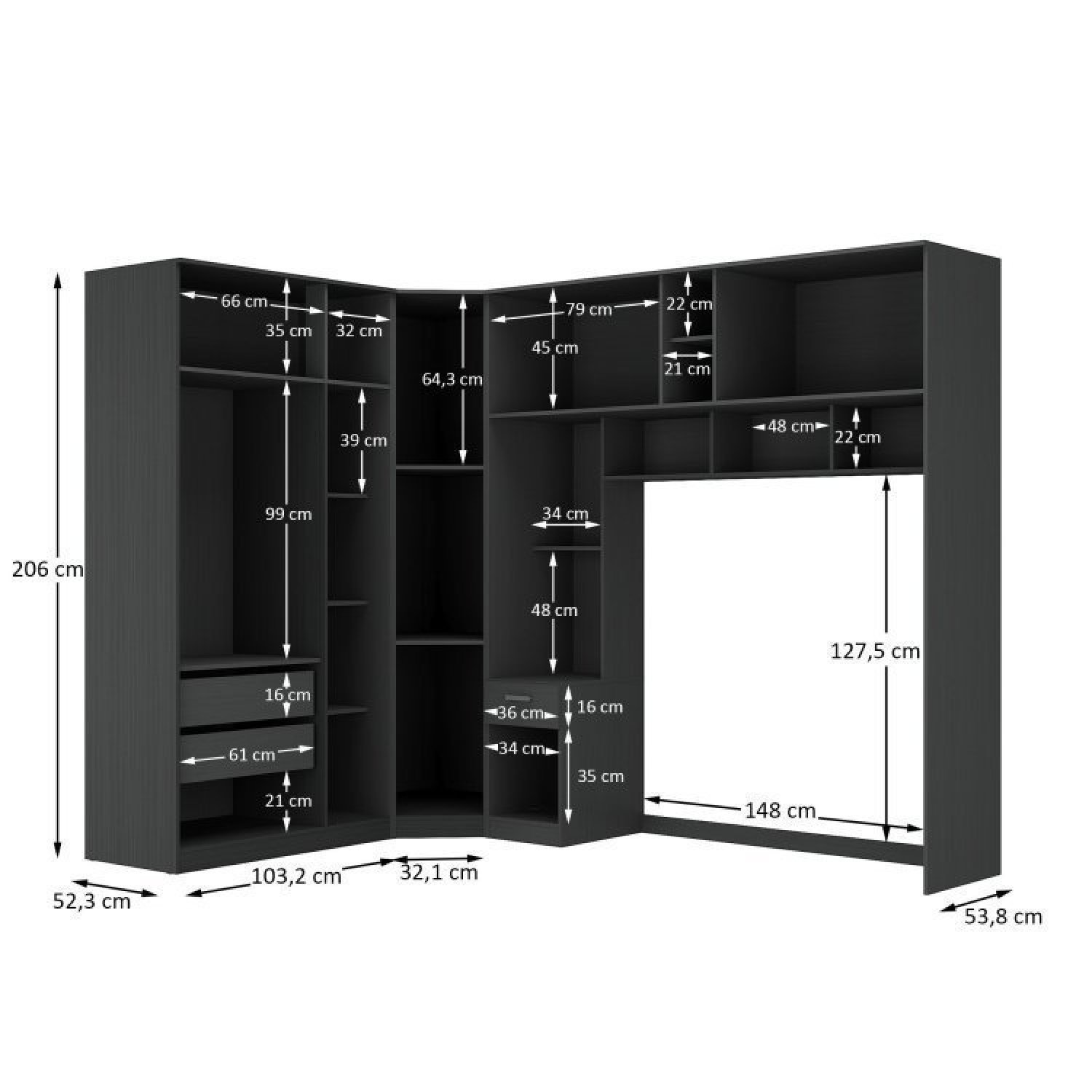 Guarda-roupa Modulado Lugano 8 Portas 3 Gavetas 3 Peças Yescasa - 4