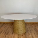 Ver imagem 2 de Mesa De Jantar Cone Oval 198x122 cm Tampo Laca Branca Base Fibra Natural Personal Decor Mesa de Jant