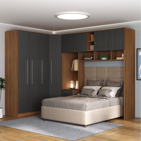 Guarda-Roupa Modulado Lugano 8 Portas 3 Gavetas 3 Peças Espresso Móveis