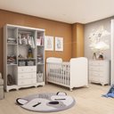 Ver imagem 2 de Quarto de Bebê Guarda-Roupa 4 Portas Cômoda e Berço Mimo MDF Espresso Móveis Branco Brilho