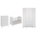 Ver imagem 3 de Quarto de Bebê Guarda-Roupa 4 Portas Cômoda e Berço Mimo 100% MDF Espresso Móveis Branco