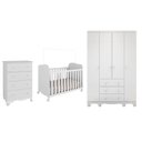 Ver imagem 3 de Quarto de Bebê Guarda-Roupa 4 Portas Cômoda e Berço Mimo MDF Espresso Móveis Branco Brilho