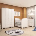 Ver imagem 1 de Quarto de Bebê Guarda-Roupa 4 Portas Cômoda e Berço Mimo 100% MDF Espresso Móveis Branco