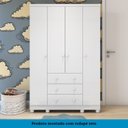 Ver mais imagens de Quarto de Bebê Guarda-Roupa 4 Portas Cômoda e Berço Mimo MDF Espresso Móveis Branco Brilho