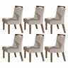 Kit 6 Cadeiras Salvina Estofadas 100% MDF C/ Espaldar Suede Animale Bege Claro / Castanho Fosco - 1