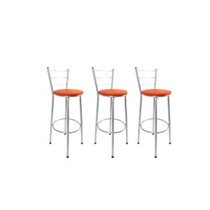 Kit 3 Banqueta Alta Prata Cozinha Gourmet Americana Balcão:laranja