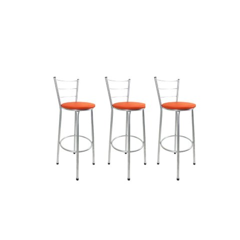Kit 3 Banqueta Alta Prata Cozinha Gourmet Americana Balcão:laranja
