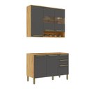 Ver imagem 3 de Armário de Cozinha Compacta Modulada 2 Peças 6 Portas sem Tampo com Vidro 100% MDF Itália Espresso Móveis Cinza/Amêndoa/Chumbo