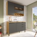 Ver imagem 1 de Cozinha Compacta 100% Mdf 2 Peças 6 Portas 2 Gavetas sem Tampo com Vidro Itália Espresso Móveis