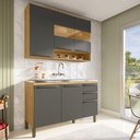Ver imagem 1 de Armário de Cozinha Compacta Modulada 2 Peças 6 Portas sem Tampo com Vidro 100% MDF Itália Espresso Móveis Cinza/Amêndoa/Chumbo