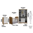 Ver imagem 5 de Quarto de Bebê Guarda-Roupa 4 Portas Cômoda e Berço Mimo MDF Espresso Móveis Branco Brilho/Amêndoa