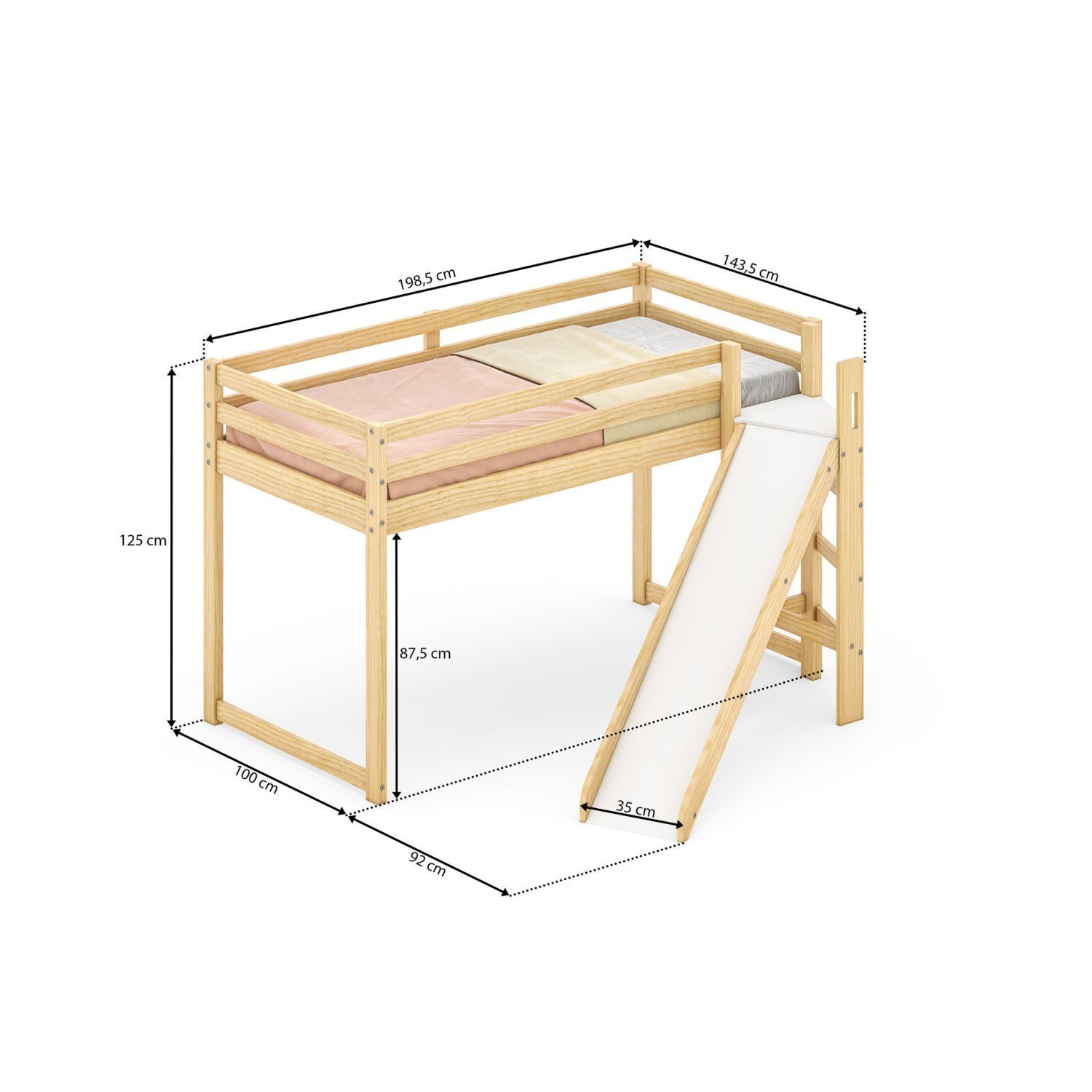 Cama Alta Infantil Divertida com Escorregador Transversal Casatema - 4