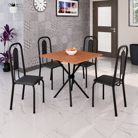 Conjunto Sala de Jantar 4 Cadeiras Lívia Preto