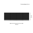 Ver imagem 3 de Armário para Cozinha Aéreo 4 Portas 1,5m - Andréia:amendoa/preto