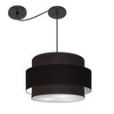 Ver imagem 1 de Lustre Sala de Jantar com Desvio Vivare Md-4399 Cúpula em Tecido 50cm Preto 127/220v