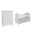Ver imagem 2 de Quarto de Bebê Cômoda 4 Gavetas e Berço Mimo MDF Espresso Móveis Branco Brilho