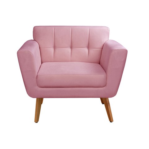 Poltrona Decorativa Bruna Cadeira Living Moderna Recepção Escritório - Suede Rosa