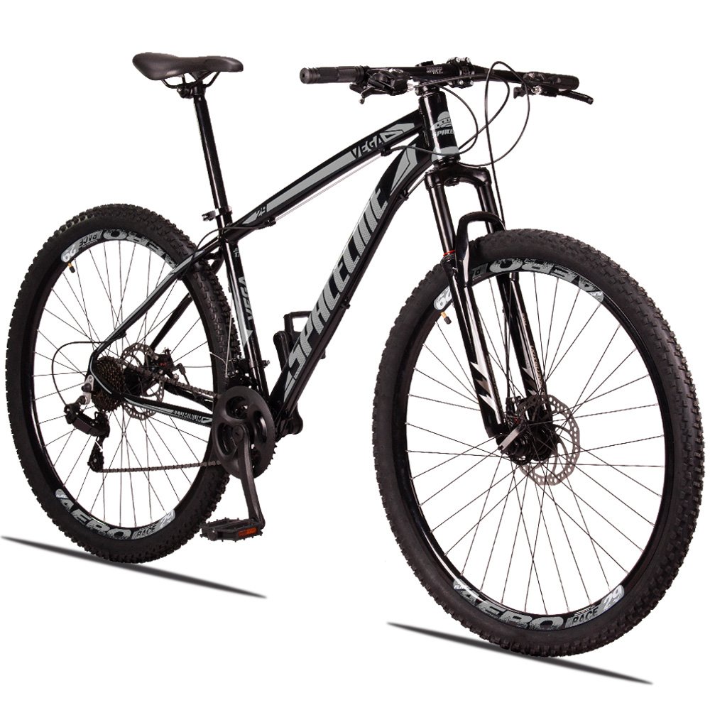 Bicicleta Aro 29 Spaceline Vega 21v Câmbios Importados Freio a Disco Preto e Prata Tam: 17 - 2