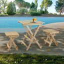 Ver imagem 3 de Kit 4 Banquetas Dobráveis de Madeira Maciça 