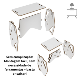 Kit de Escrivaninha e Banqueta Infantil Soho Branco - 4