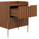 Ver imagem 4 de Mesa de Cabeceira Moriah 45cm Cinamomo 2 Gavetas MDF Industrial Pés e Puxadores em Ferro Dourado