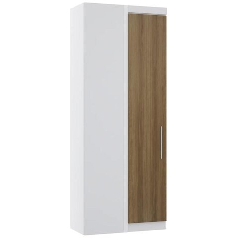 Guarda Roupa Canto Reto 90cm com 1 Porta Taiga Avelã/branco L01 - Mpozenato
