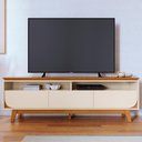 Ver imagem 2 de Rack Bancada de Tv 75 Pol 200cm Celina Z10 Off/cinamomo - Mpozenato