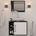 Ver imagem 5 de Armário de Banheiro com Cuba e Espelho 1 Porta 2 Prateleiras Preto ônix/Branco Chess 13689 - Compace