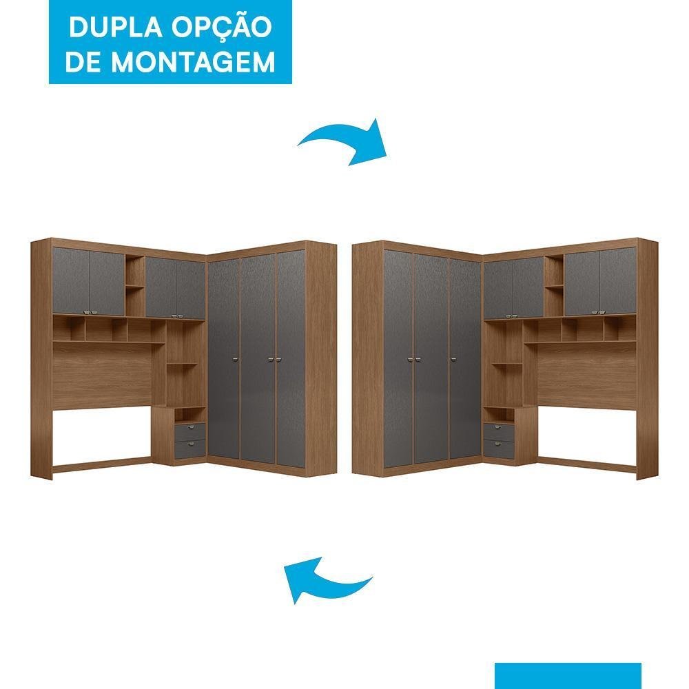 Quarto Modulado Casal Lugano Jatobá/grafite - Santos Andirá - 6