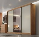 Ver imagem 2 de Guarda Roupa Casal com 1 Porta Espelhada 4 Gavetas - Diamond-cumaru Off White - Móveis Novo Horizont