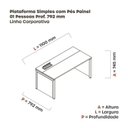 Ver imagem 3 de Plataforma Simples 110x792 PSCPP110/792/1 Pessoa 110cm Industrial Walnut e Branco Marrom