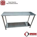 Ver imagem 3 de Mesa Inox com Prateleira Lisa - Modelo 01- Inox 304 - 290x70x90 Cm