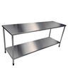 Mesa Inox com Prateleira Lisa - Modelo 01- Inox 304 - 290x70x90 Cm - 1