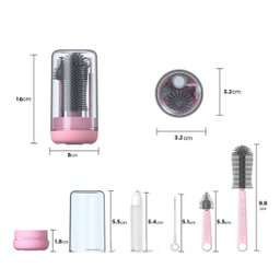 Kit Escova de Limpeza 4 em 1 Mamadeira Garrafa Copo Bebe Criança Limpeza Higiene Bolsa Passeio Viage - 6