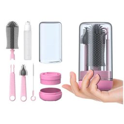 Kit Escova de Limpeza 4 em 1 Mamadeira Garrafa Copo Bebe Criança Limpeza Higiene Bolsa Passeio Viage - 4